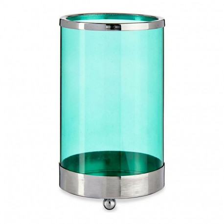 Svijećnjak Gift Decor Sinine Hõbedane Hõbe Metall Klaas 9,7 x 16,5 x 9,7 cm Silinder