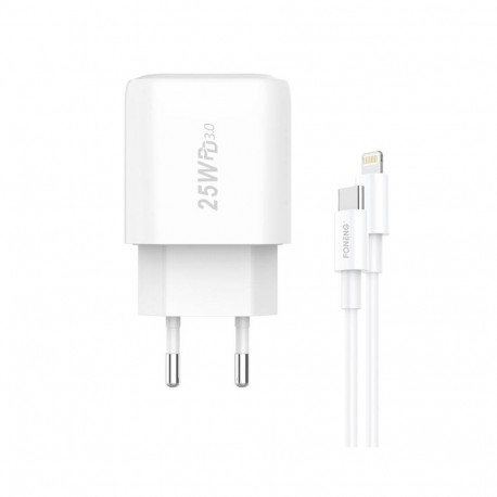 Fast charger Foneng 1x USB EU40 25W + USB C to Lightning cable