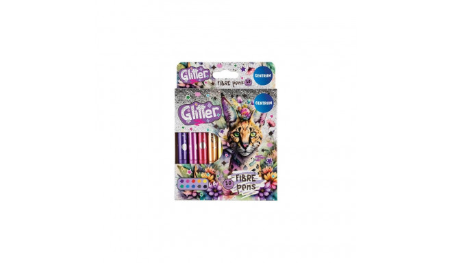 Viltpliiatsid Centrum Glitter 10 värvi jumbo