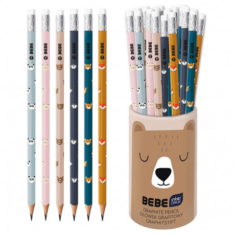 Harilik pliiats kustukummiga BEBE Friends HB, assortii, Interdruk