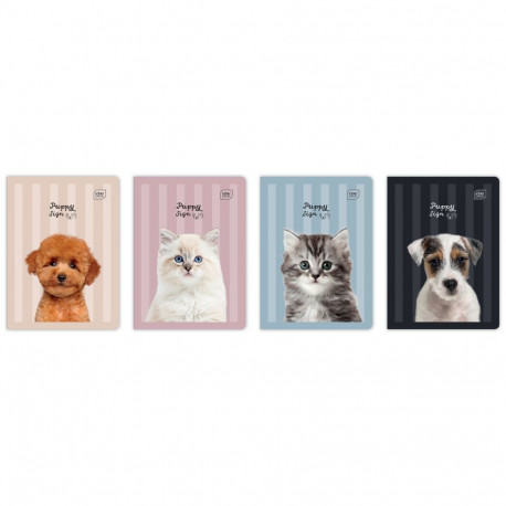 Kaustik A5 32 lehte 70g, 5x5 ruutu, Puppy Sign assortii, Interdruk