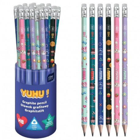 Harilik pliiats kustukummiga Yuhu HB, assortii, Interdruk