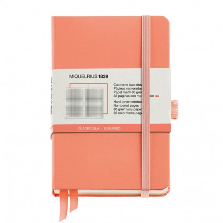 Märkmik 90x140mm 96l 5x5 ruut CHROMATIC aprikoos, kummikinnitus, järjehoidja, pliiatsihoidja, lehekü