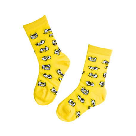 SOKISAHTEL EMOCHI kollased nägudega puuvillased sokid lastele 443