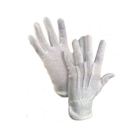 Töökindad puuvill mikropunktidega ühel pool, 9,/L valge