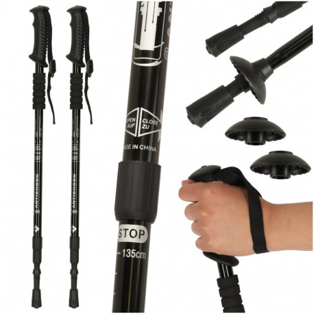 Nordic walking kepid kokkupandavad 2 tk mustad
