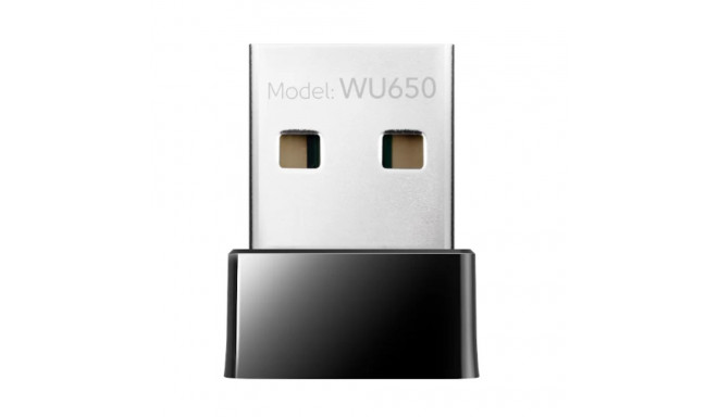 Cudy WU650 AirNano AC650 Dual Band WiFi USB Adapter Nano Size USB 2.0 Plug and Play Musta