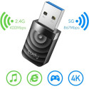 Cudy WU1300S AirMax AC1300 Kahe Bandi WiFi USB Adapter USB 3.0 Suure Kiirus ja Suur Saagis Must