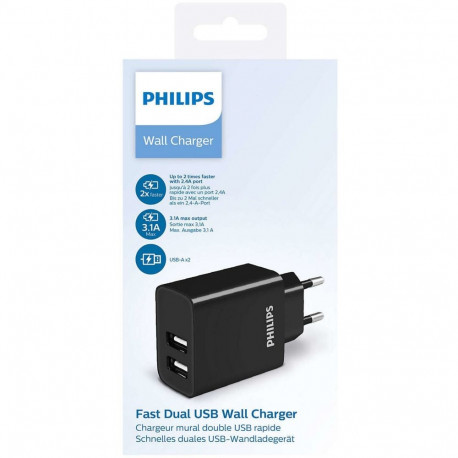 Philips DLP2610|12 - telefonilaadija 2 X USB | must