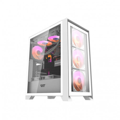 Arvutikarp Darkflash DRX70 GLASS + 4 RGB ventilaatorit (valge)