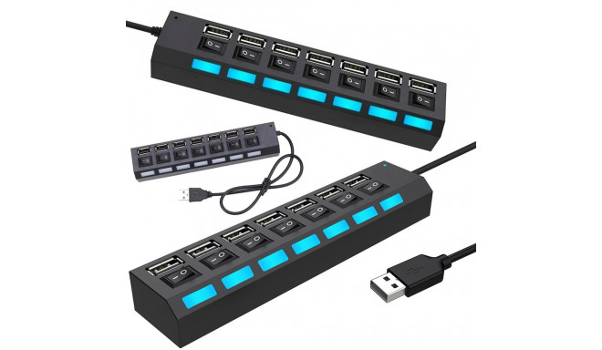 Fusion adapter (splitter) USB 2.0 kuni 7 x USB 3.0 | 480mbps mustaks