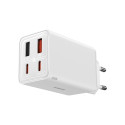 Seina kiirlaadija GaN6 Pro 65W 2xUSB-A + 2xUSB-C QC PD koos USB-C kaabliga 1m, valge
