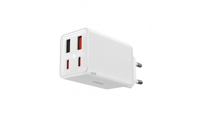 Seina kiirlaadija GaN6 Pro 65W 2xUSB-A + 2xUSB-C QC PD koos USB-C kaabliga 1m, valge