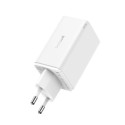 Seina kiirlaadija GaN6 Pro 65W 2xUSB-A + 2xUSB-C QC PD koos USB-C kaabliga 1m, valge