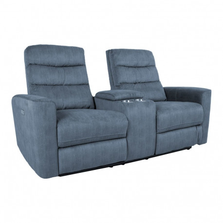 Recliner sofa GASTON 2-seater with electric mechanism, blue