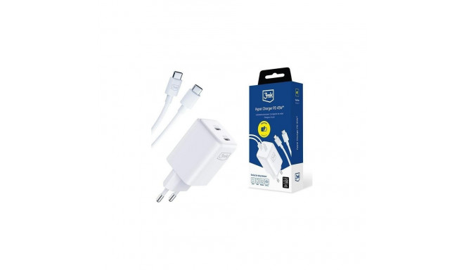 3mk Hyper Charger PD 45W valge + 2 USB-C/C kaablit