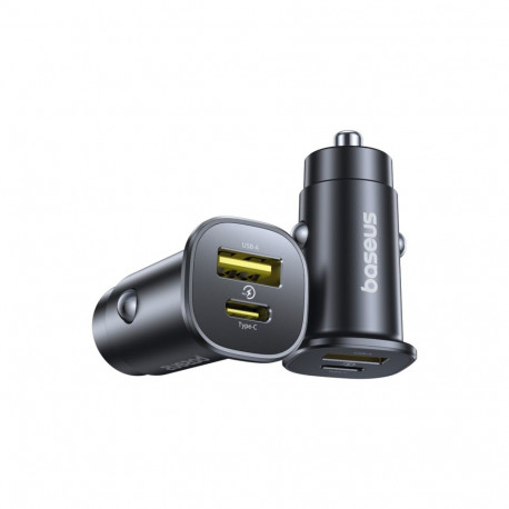 Auto kiirlaadija GoTrip 30W 12-24V USB-A + USB-C QC PD, must