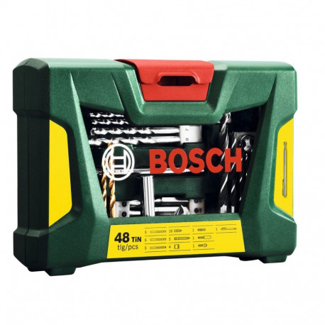 V-Line TiN-Bohrer- und Bit-Set, 48-teilig, Bohrer- & Bit-Satz (grün, mit Magnetstab)