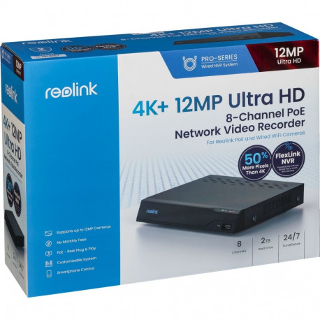 Reolink NVS8 NVR 4K UltraHD PoE tallennin, 2 Tt