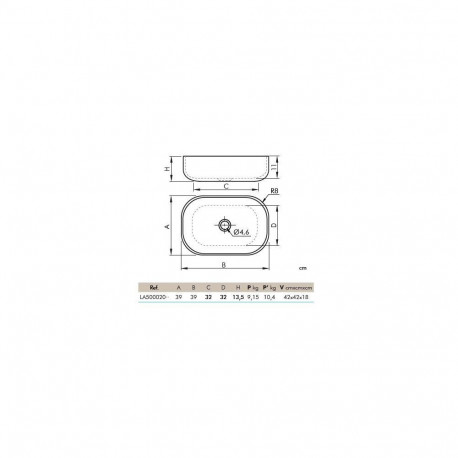 WASHBASIN CATANIA 385X385X140 WHITE
