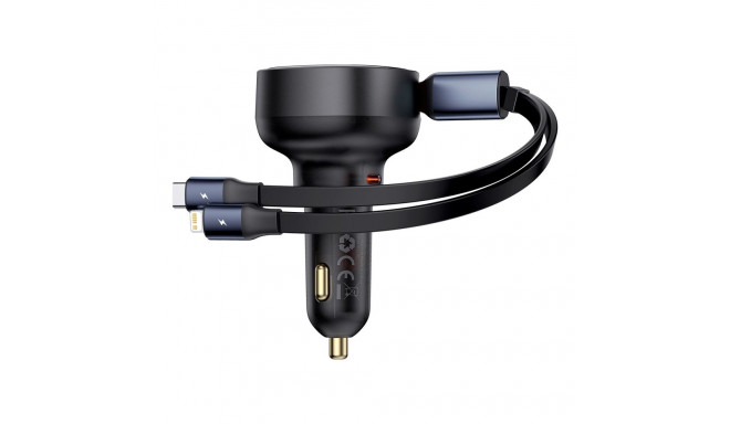 Baseus Enjoyment USB-C autolaadija USB-C / Lightning 60W kaabliga – must