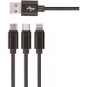 Setty cable USB - Lightning/USB-C/microUSB 3in1 2A 1m, black