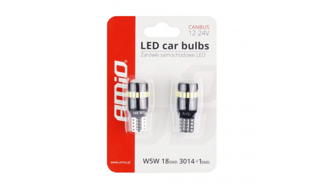 Led pirnid 2tk,canbus,18+1SMD,T10,12/24V