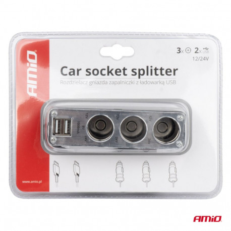 Hargmik 12/24V, 3 sigaretisüütaja pesa+1 USB