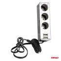Hargmik 12/24V, 3 sigaretisüütaja pesa+1 USB
