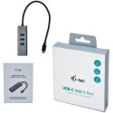 i-tec USB C Metal 3 port HUB Gigabit Ethernet 1x USB C to RJ-45 3x USB 3.0 LED