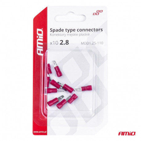 Otsikute komplekt (isane) 10 tk, 3,8mm 0.5-1.5mm2, punane