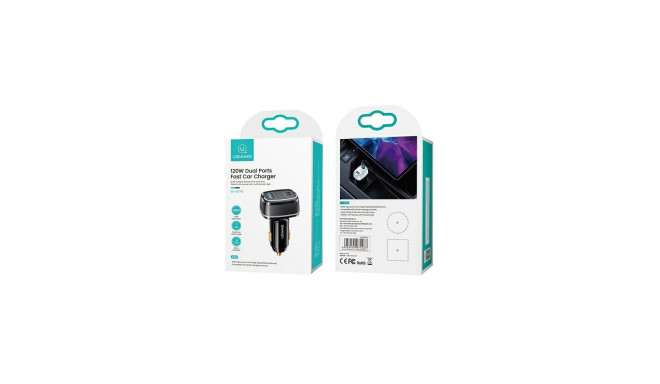 USAMS Car Charger 1xUSB + 1xUSB-C C24 120W (head only) Fast Charge white CC142TC02 (US-CC142)