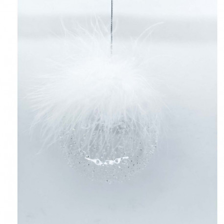 Christmas ornament JOY FLUFFY D8cm, glass