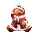 Christmas ornament JOY BEAR SANTA 10.5cm, glass