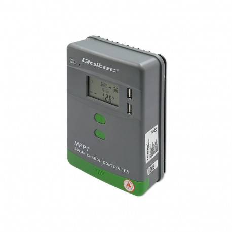 Qoltec päikesepaneeli MPPT laadimiskontroller 20A 12V/24V LCD temperatuurianduriga 2x USB
