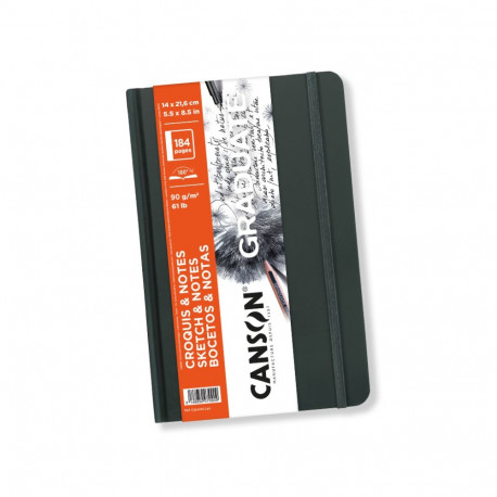 Eskiisiplokk Granduate Sketch&Notes 14x21,6cm 90g 92lehte, tumehall, kõvakaas kummiga