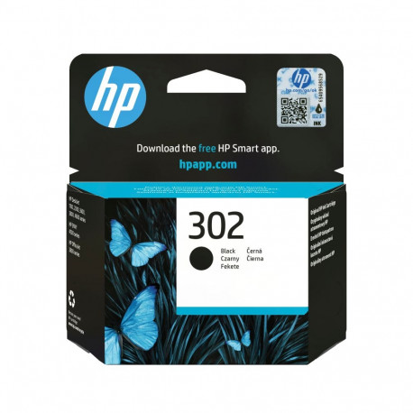 HP 302 Black Ink Cartridge, 190 pages, for HP OfficeJet 3830,3834,4650, DeskJet 2130,3630,1010, Envy