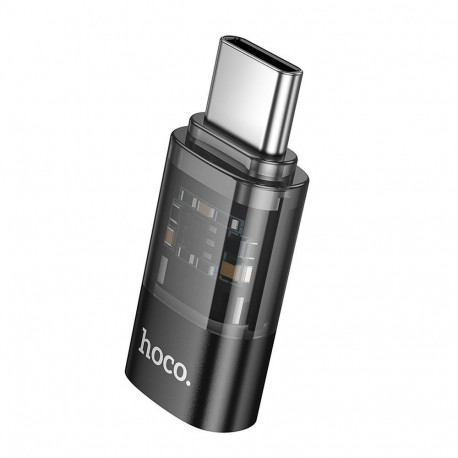 Hoco adapter USB-C - Lightning UA36D, läbipaistev/must