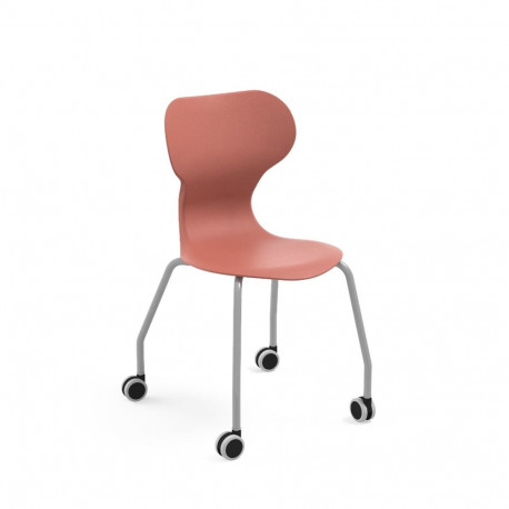 NÄIDIS! Õpilastool ratastel MIA CASTORS, suurus 5, istme kõrgus 429 mm, punane plast, hallid metallj