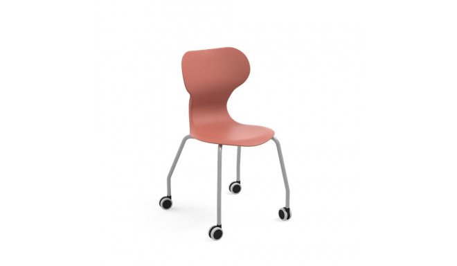 NÄIDIS! Õpilastool ratastel MIA CASTORS, suurus 5, istme kõrgus 429 mm, punane plast, hallid metallj