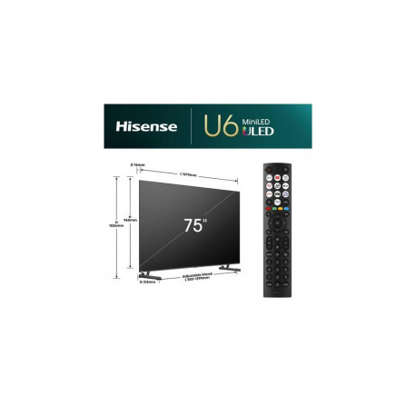 Hisense 75U6NQ 190.5 cm (75") 4K Ultra HD Smart TV Wi-Fi Grey 500 cd/m²