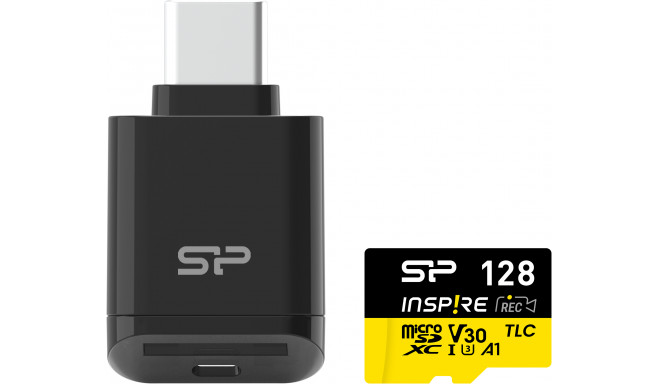 Silicon Power mälukaart microSDXC 128GB Inspire + kaardilugeja