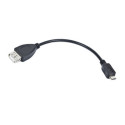 USB MICRO(M)->USB-A(F) 2.0 CABLE 0.15M OTG BLACK OEM LANBERG