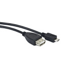 USB MICRO(M)->USB-A(F) 2.0 CABLE 0.15M OTG BLACK OEM LANBERG