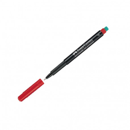 Kilemarker punane F, Multimark permanentne, Faber-castell kustutajaga