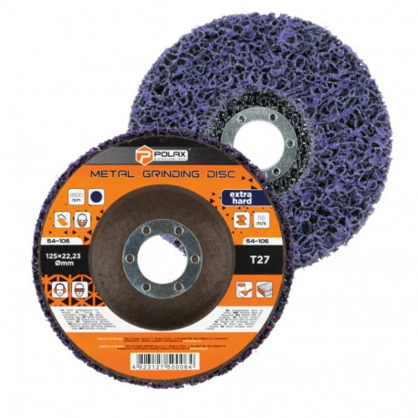 Slīpdisks rūsas, krāsas noņemšanai T27 125mm, violets, ciets, Polax