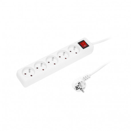 98-738# Przedłużacz sieciowy pr-570wsp 5-gniazd z uziemieniem+wyłącznik 3m biały 3x1,5mm
