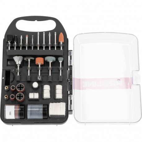 93171 mini lihvmasina tarvikute komplekt, 71 tk, plastkarp