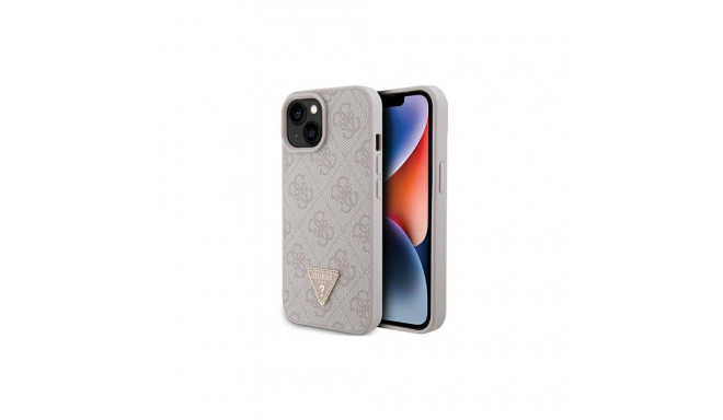Guess nahast 4G kolmnurkne strassümbrus iPhone 15 jaoks – roosa