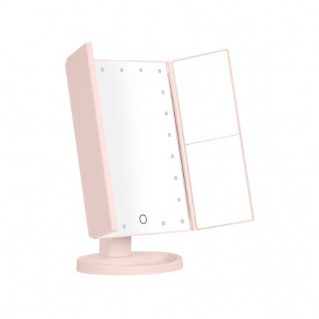 Make-up Mirror - Humanas HS-ML04 LED Lights 21 Adjustable Magnifying Pink